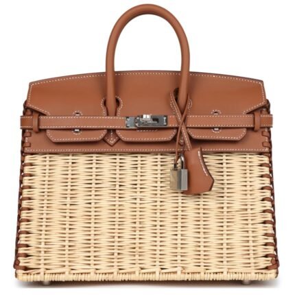 HERMÈS PICNIC BIRKIN SELLIER 25 GOLD SWIFT PALLADIUM HARDWARE