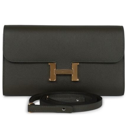 HERMÈS CONSTANCE WALLET TO GO VERT DE GRIS EPSOM GOLD HARDWARE