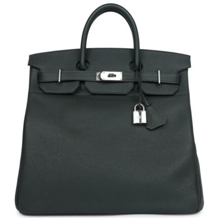 HERMÈS HAC BIRKIN 40 VERT FONCE TOGO PALLADIUM HARDWARE