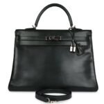 PRE-OWNED HERMÈS KELLY RETOURNE 35 VERT FONCE BOX PALLADIUM HARDWARE