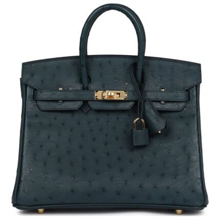 HERMÈS BIRKIN 25 VERT CYPRES OSTRICH GOLD HARDWARE