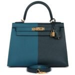 HERMÈS KELLY SELLIER 28 CASAQUE VERT CYPRES AND VERT BOSPHORE EPSOM GOLD HARDWARE