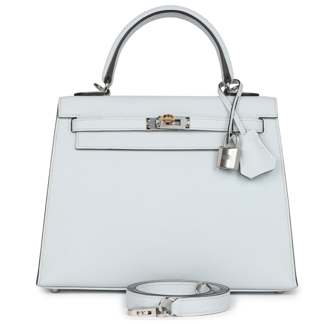1 HERMÈS KELLY SELLIER 25 GRIS PLATINE EPSOM ELECTRUM HARDWARE