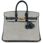 HERMÈS SPECIAL ORDER HSS BIRKIN 25 GRIS PERLE AND VERT ROUSSEAU MATTE ALLIGATOR BRUSHED GOLD HARDWARE