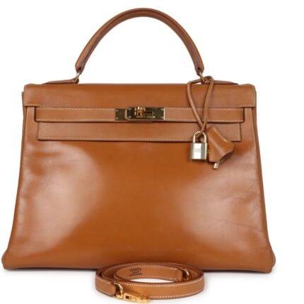 VINTAGE HERMÈS KELLY RETOURNE 32 NATUREL SABLE CHAMONIX GOLD HARDWARE