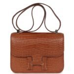 HERMÈS CONSTANCE 1-24 GOLD MATTE ALLIGATOR MARQUETTE PALLADIUM HARDWARE