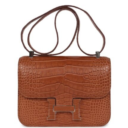 HERMÈS CONSTANCE 1-24 GOLD MATTE ALLIGATOR MARQUETTE PALLADIUM HARDWARE