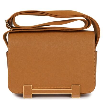 HERMÈS GETA CARAMEL CHEVRE MYSORE GOLD HARDWARE
