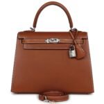 HERMÈS KELLY SELLIER 25 FAUVE BARENIA PALLADIUM HARDWARE