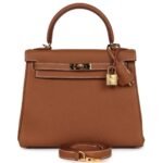 PRE-OWNED HERMÈS KELLY RETOURNE 25 GOLD TOGO GOLD HARDWARE