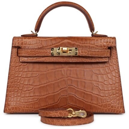HERMÈS KELLY SELLIER 20 GOLD MATTE ALLIGATOR GOLD HARDWARE