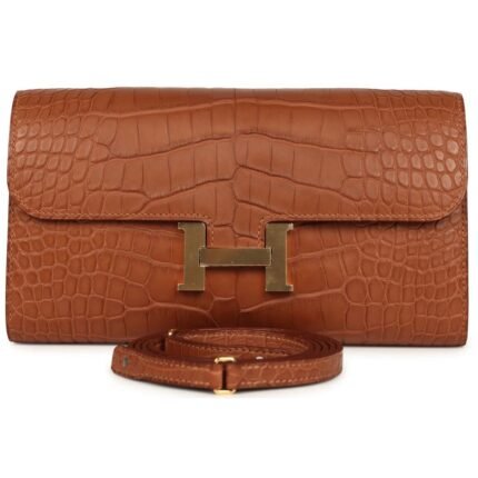 HERMÈS CONSTANCE WALLET TO GO GOLD MATTE ALLIGATOR GOLD HARDWARE