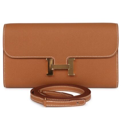 HERMÈS CONSTANCE WALLET TO GO GOLD EPSOM GOLD HARDWARE