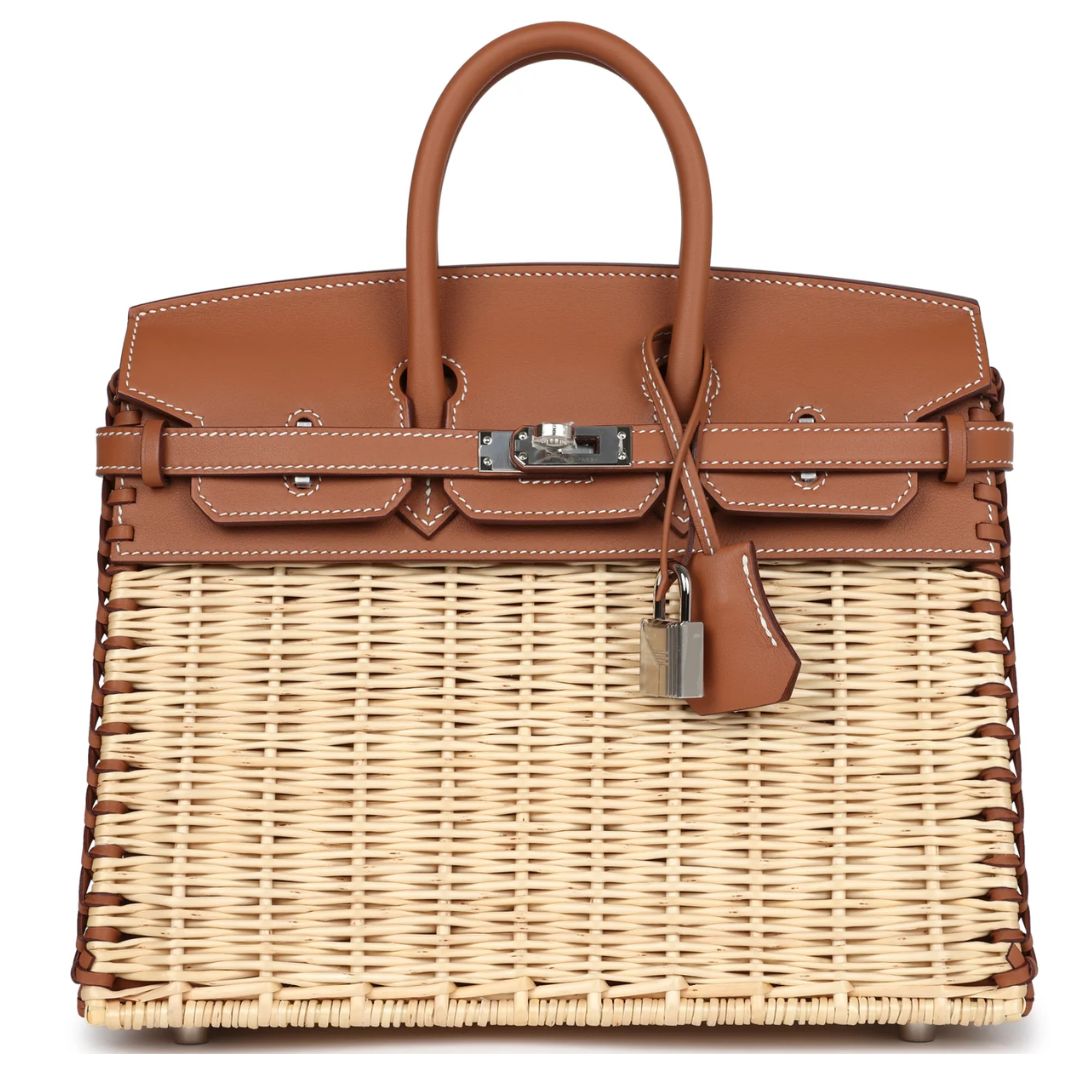 1 HERMÈS PICNIC BIRKIN SELLIER 25 GOLD SWIFT PALLADIUM HARDWARE