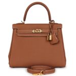 HERMÈS KELLY RETOURNE 25 GOLD TOGO GOLD HARDWARE