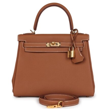 HERMÈS KELLY RETOURNE 25 GOLD TOGO GOLD HARDWARE