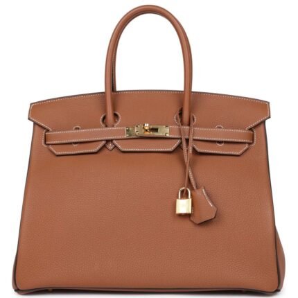 PRE-OWNED HERMÈS SPECIAL ORDER (HSS) BIRKIN 35 GOLD AND MACASSAR TOGO GOLD HARDWARE