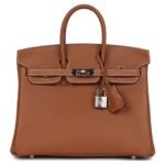 PRE-OWNED HERMÈS BIRKIN 25 GOLD TOGO PALLADIUM HARDWARE