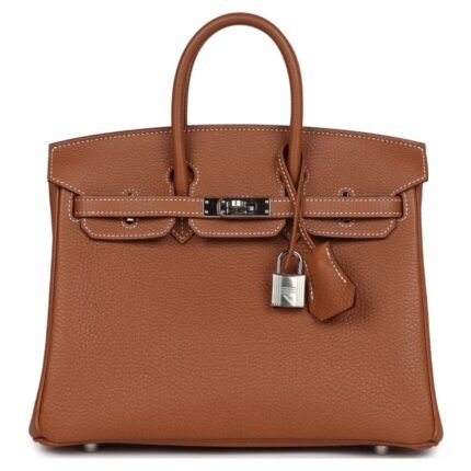 PRE-OWNED HERMÈS BIRKIN 25 GOLD TOGO PALLADIUM HARDWARE
