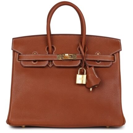 PRE-OWNED HERMÈS BIRKIN 25 FAUVE BARENIA FAUBOURG GOLD HARDWARE