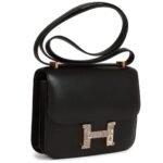 HERMÈS CONSTANCE 18 BLACK TADELAKT AND OMBRE LIZARD GOLD HARDWARE