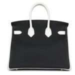 HERMÈS SPECIAL ORDER HSS BIRKIN 25 BLACK AND WHITE CLEMENCE GOLD HARDWARE