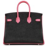 HERMÈS SPECIAL ORDER HSS BIRKIN 25 BLACK AND ROSE AZALEE CHÈVRE BRUSHED PALLADIUM HARDWARE