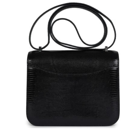 HERMÈS CONSTANCE 18 BLACK VARANUS SALVATOR LIZARD PALLADIUM HARDWARE