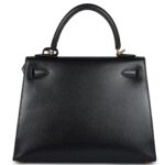 HERMÈS KELLY SELLIER 25 BLACK BOX GOLD HARDWARE