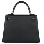 PRE-OWNED HERMÈS KELLY SELLIER 25 BLACK CHEVRE MYSORE GOLD HARDWARE