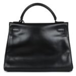 PRE-OWNED HERMÈS RARE KELLY RETOURNE 32 SO BLACK BOX BLACK HARDWARE