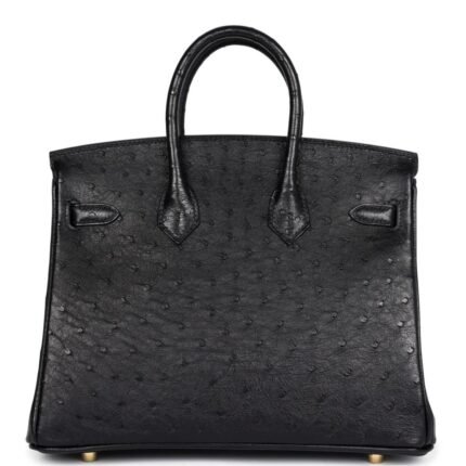 HERMÈS BIRKIN 25 BLACK OSTRICH GOLD HARDWARE