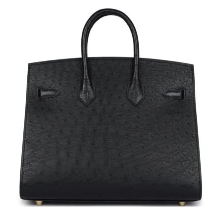 HERMÈS BIRKIN SELLIER 25 BLACK OSTRICH GOLD HARDWARE