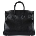 HERMÈS BIRKIN 25 BLACK SHINY VARANUS NILOTICUS LIZARD PALLADIUM HARDWARE
