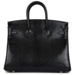 HERMÈS BIRKIN 25 BLACK SHINY VARANUS NILOTICUS LIZARD GOLD HARDWARE