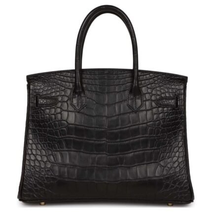 HERMÈS BIRKIN 30 BLACK MATTE ALLIGATOR GOLD HARDWARE