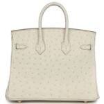 HERMÈS BIRKIN 25 BETON OSTRICH GOLD HARDWARE