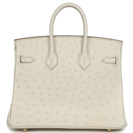 HERMÈS BIRKIN 25 BETON OSTRICH GOLD HARDWARE