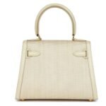 VINTAGE HERMÈS KELLY SELLIER 20 PARCHEMIN CRINOLINE AND BOX GOLD HARDWARE