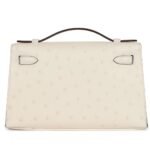 HERMÈS KELLY POCHETTE NATA OSTRICH PALLADIUM HARDWARE