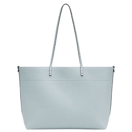 FENDI MEDIUM ROLL BAG LIGHT BLUE SELLERIA SHOPPER WITH 218 HAND-SEWN TOPSTITCHES