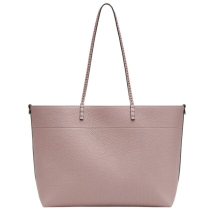 FENDI MEDIUM ROLL BAG MAUVE PINK SELLERIA SHOPPER WITH 218 HAND-SEWN TOPSTITCHES