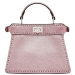 FENDI PEEKABOO ISEEU PETITE METALLIC PINK SELLERIA BAG WITH 306 HAND-SEWN TOPSTITCHES