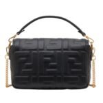 FENDI BAGUETTE MINI BLACK NAPPA LEATHER BAG WITH FF MOTIF