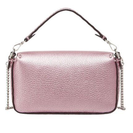 FENDI BAGUETTE MINI METALLIC PINK SELLERIA BAG WITH 309 HAND-SEWN TOPSTITCHES