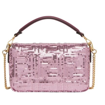 FENDI BAGUETTE MINI PINK SEQUIN BAG WITH FF
