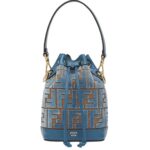 FENDI MON TRESOR LIGHT BLUE FF JACQUARD VELVET MINI BAG