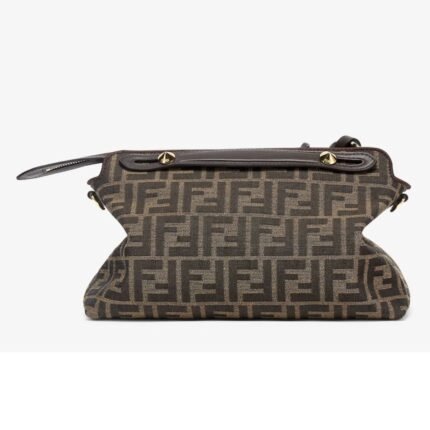 FENDI BY THE WAY SOFT MEDIUM BROWN FF JACQUARD FABRIC BAG
