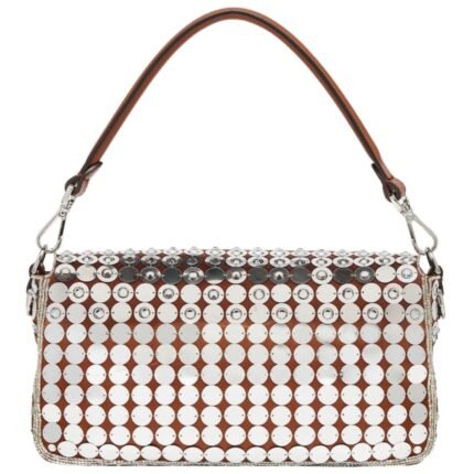 FENDI BAGUETTE BAG EMBROIDERED WITH SILVER-COLOR SEQUINS AND RHINESTONES