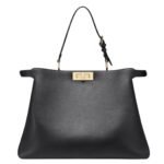 FENDI PEEKABOO SOFT LARGE BLACK LEATHER BAG